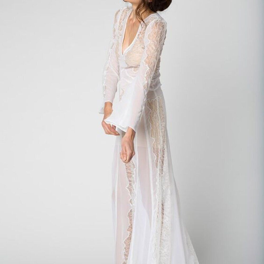 NWT Stone XS/S Cold Fox White Bridal Lace Vermont Ethereal Fairy Long Maxi Dress